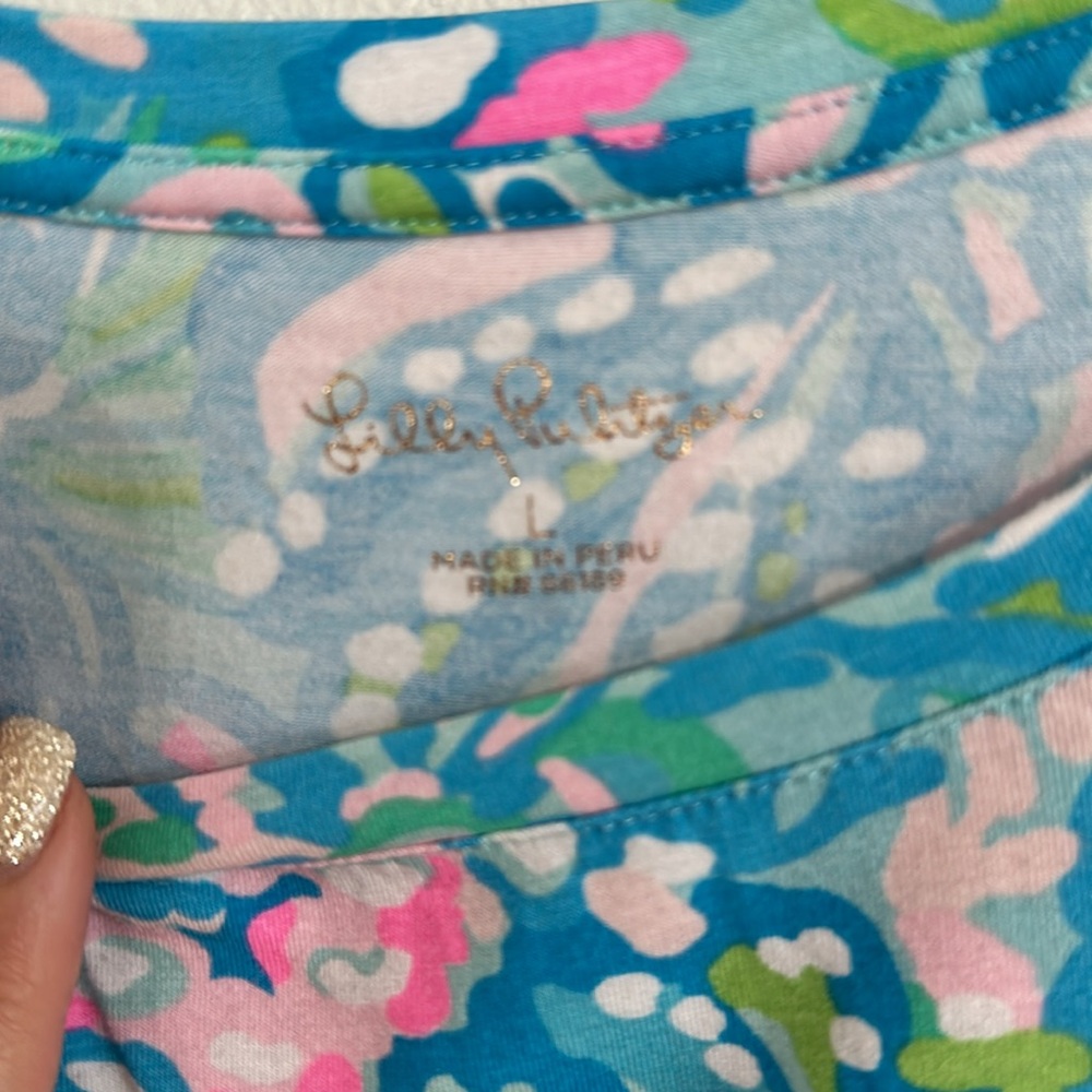 Lilly Pulitzer Aqua La Vista Finn long sleeve tee - Picture 3 of 4